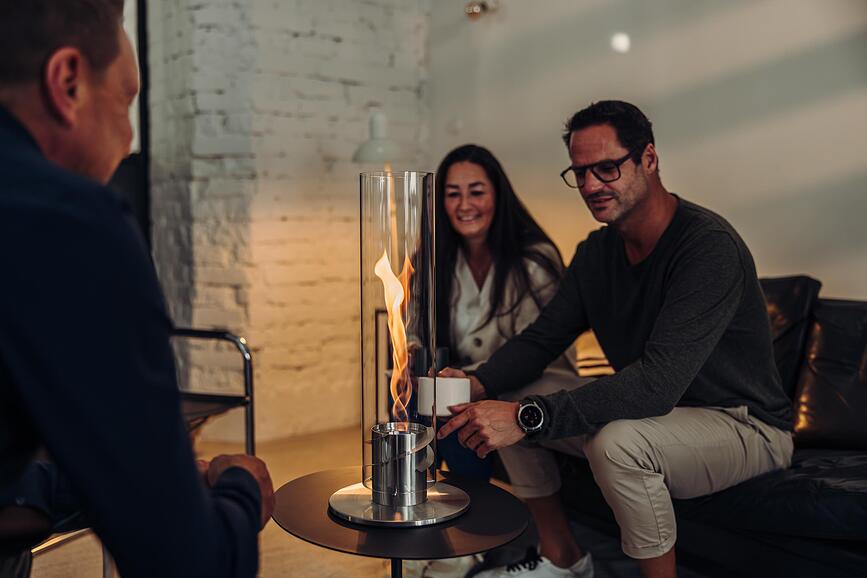 Spin II Lampion srednji s postoljem srebrni