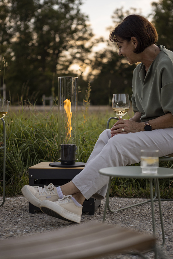 Spin II Lampion srednji s postoljem srebrni