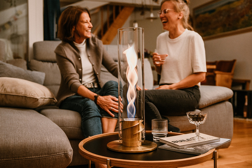 Spin II Lampion srednji s postoljem srebrni