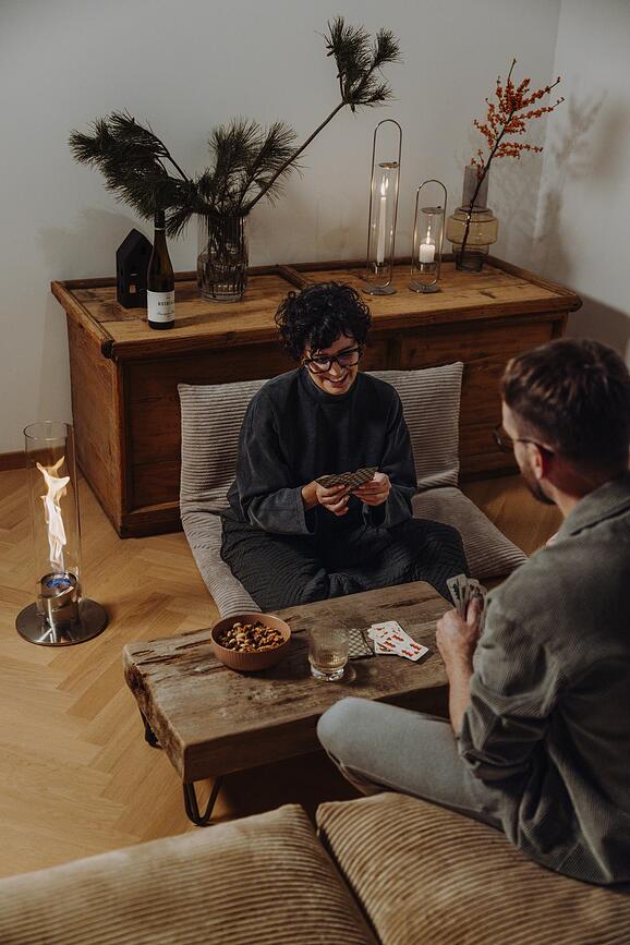 Spin II Lampion srednji s postoljem srebrni