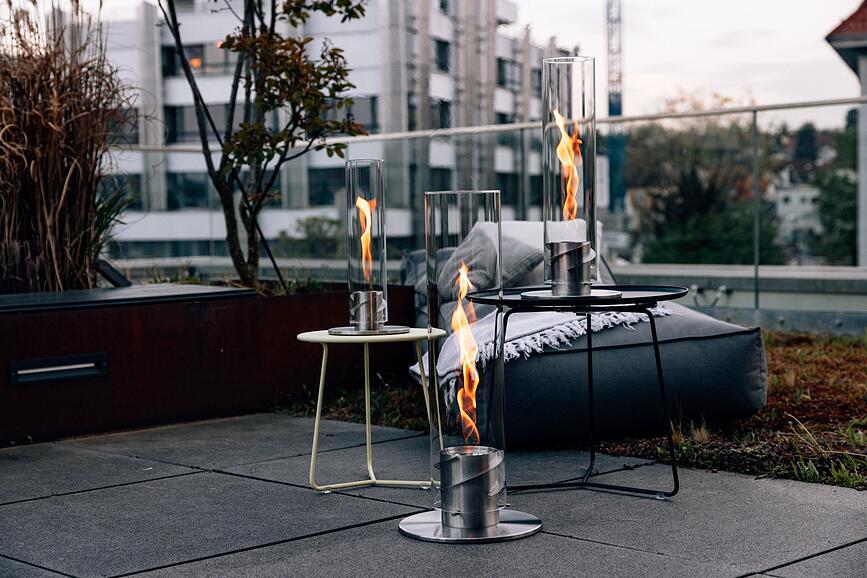 Spin II Lampion srednji s postoljem srebrni