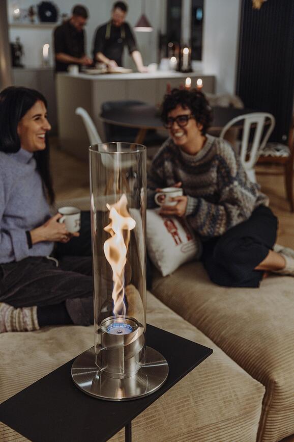 Spin II Lampion srednji s postoljem srebrni