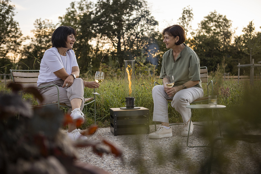 Spin II Lanterne avec base, moyenne, argentée