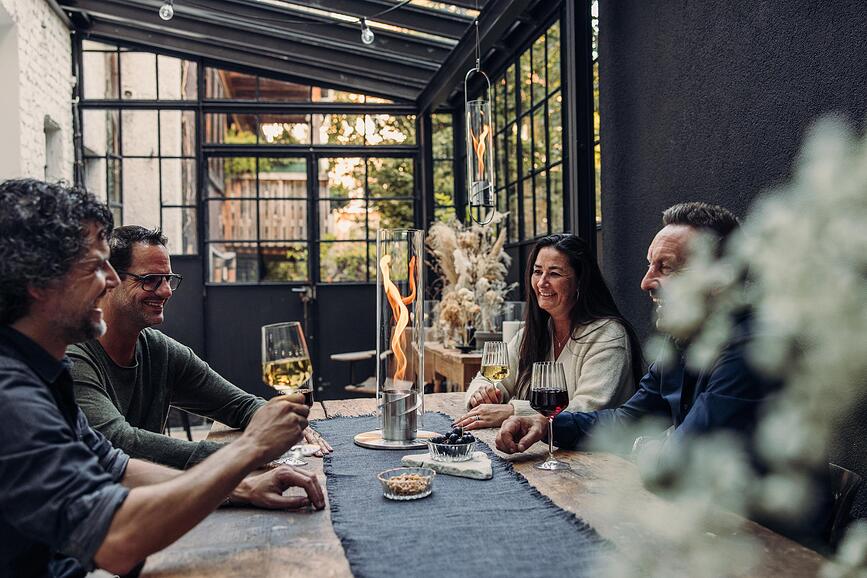 Spin II Lanterne avec base, moyenne, argentée