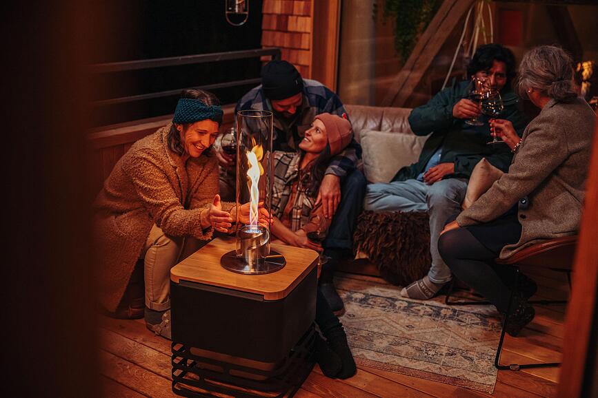 Spin II Lanterne avec base, moyenne, argentée