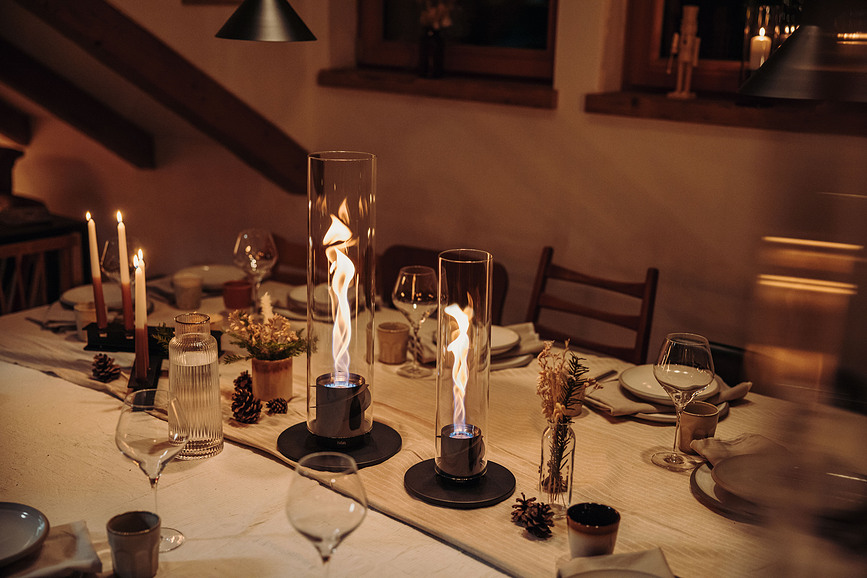 Spin II Φανάρι, μεσαίο, ασημένιο, με βάση