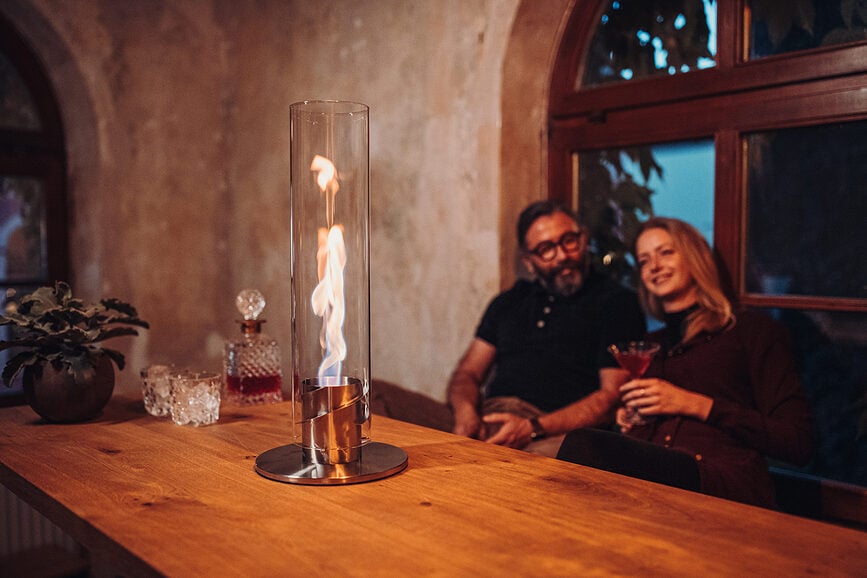 Spin Lampion s podstavkom, velik, srebrn