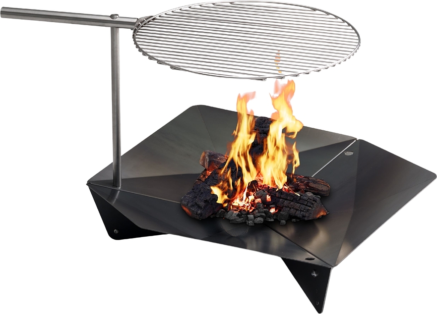 Triple Brasero avec grille de cuisson, 90 cm, Set 3 pièces