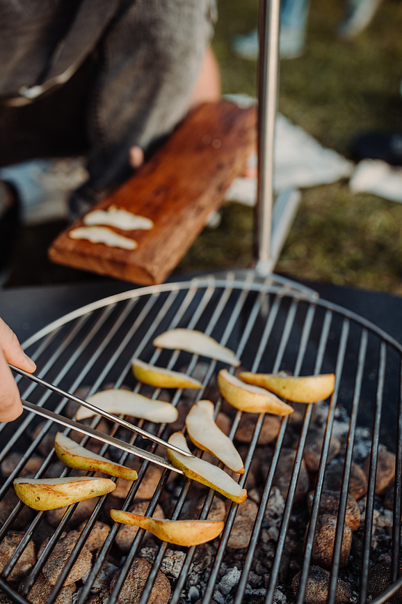 Triple Brasero avec grille, 120 cm, Set 3 pièces