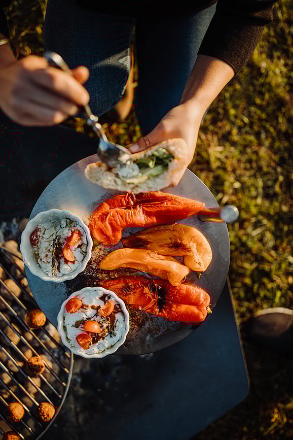 Triple Εστία Φωτιάς με σχάρα και τραπεζάκι, 120 cm, Σετ 3 τεμαχίων