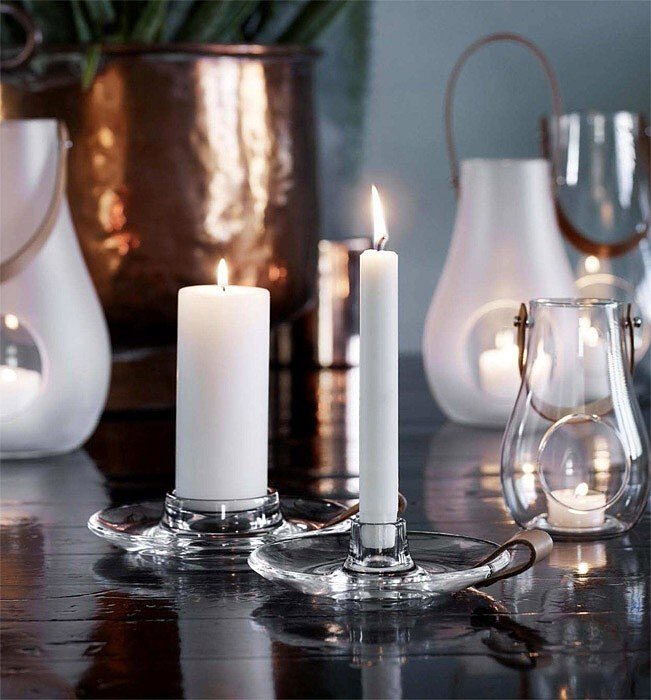 Design with Light Chamber Bougeoir pour bougie fine, 15,5 cm