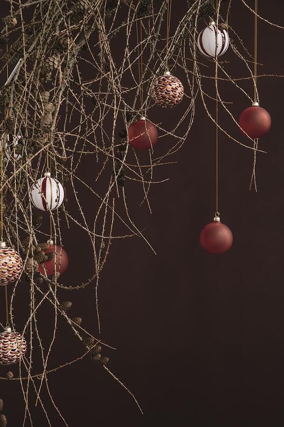 Bola de Navidad Souvenir, 8 cm, con diseño de escamas, roja