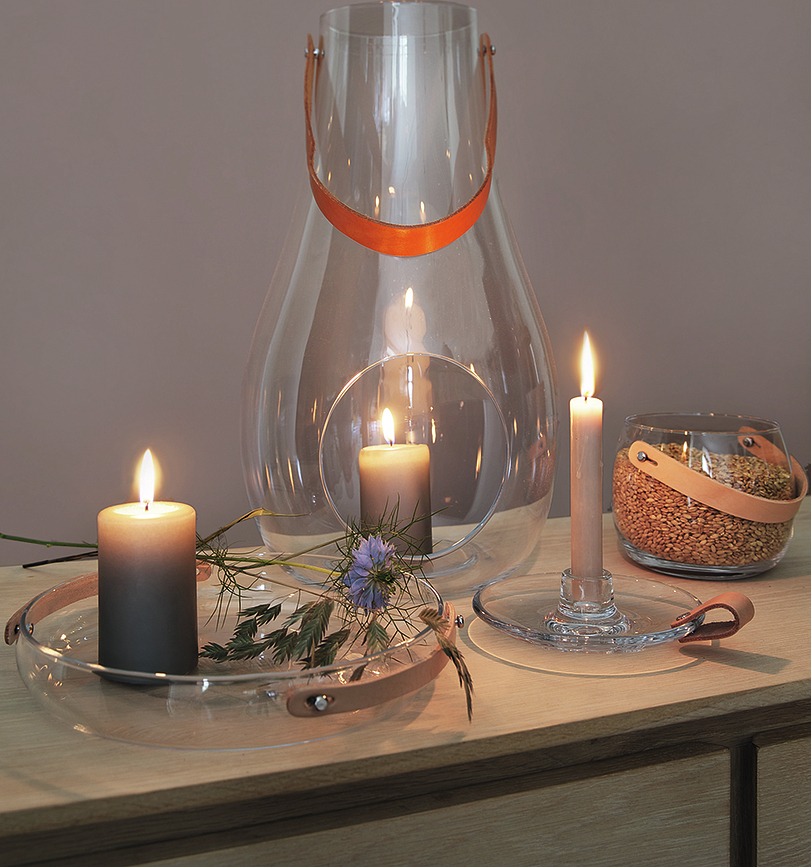 Portavelas Design with Light, transparente, 24,8 cm