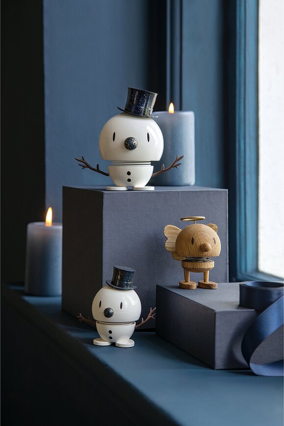 Figura Muñeco de nieve Xmass, talla S, blanco y azul