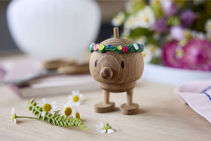 Figurica Flower Bumble S, naravni hrast