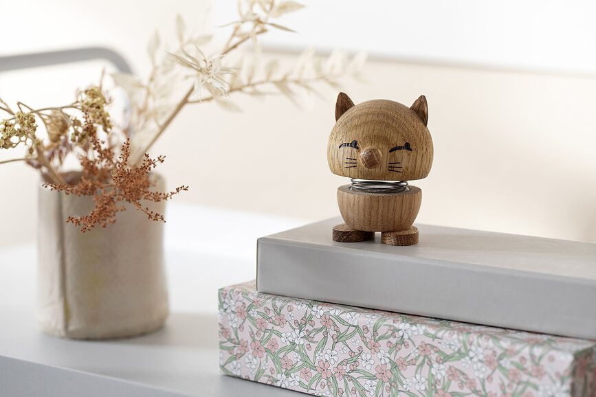 Hoptimist Animal Figurine chat, en chêne