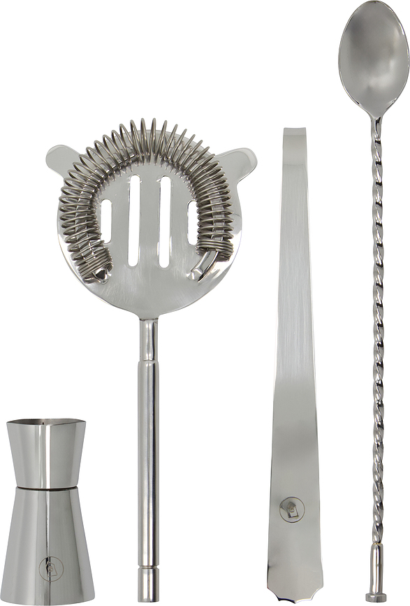 Accessori da bar Kett argento, 4 pz.