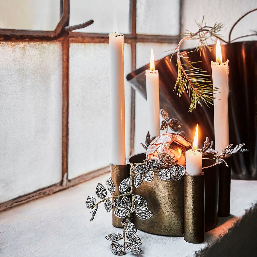 Adornos navideños Pearl, gris y dorado, 3 unidades