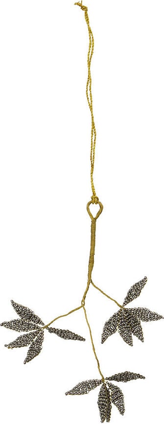 Adornos navideños Pearl, gris y dorado, 3 unidades