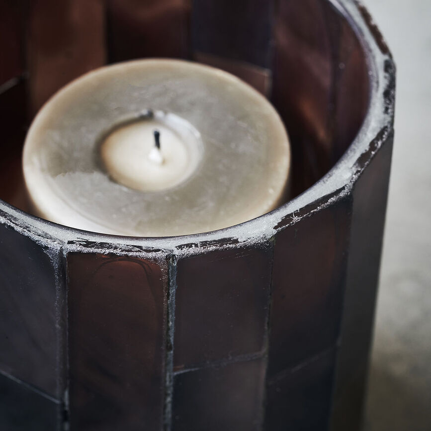 Amroha Svečnik za čajne svečke, 15 cm, rjav