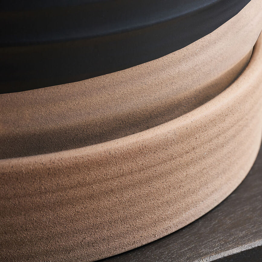 Astu Γλάστρες με πιατάκια, μαύρο, μπεζ, 3 τμχ