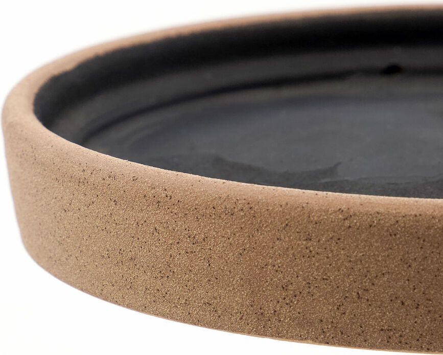 Astu Pots de Fleurs avec soucoupes, noir et beige, Lot de 3