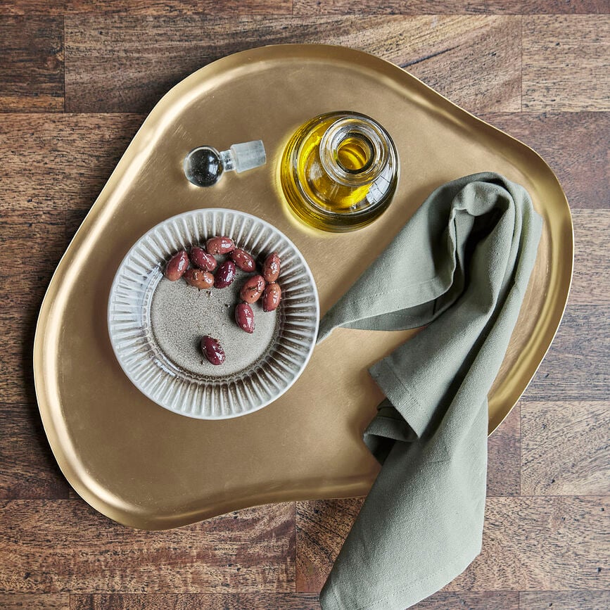 Bandeja decorativa Osea, 41 cm, latón antiguo