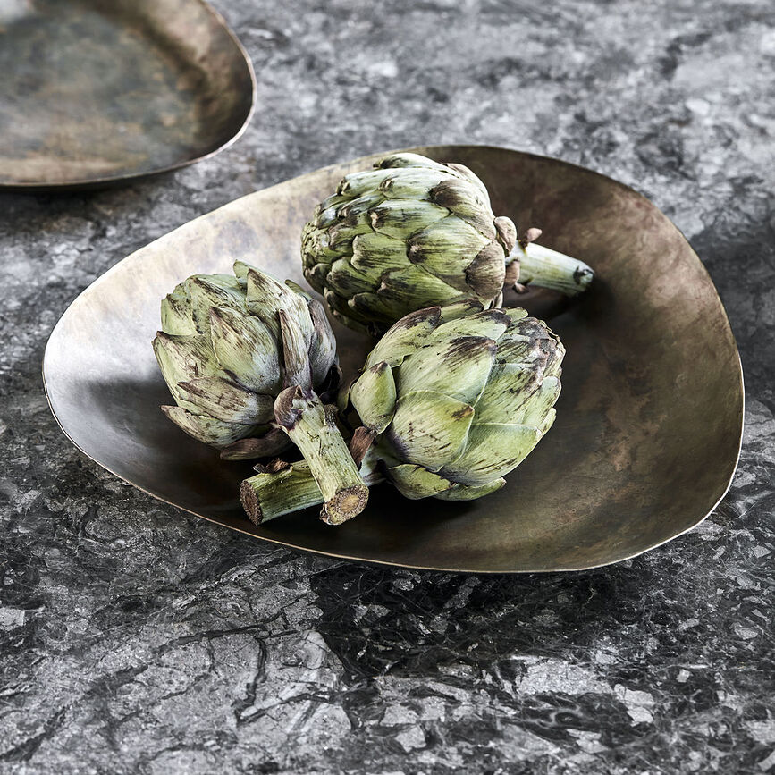 Bandeja decorativa Tafa, de latón antiguo, 20 cm