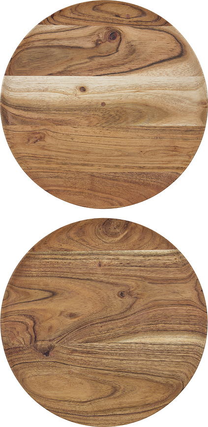 Bandejas de madera House Doctor, redondas, Pack de 2 unidades