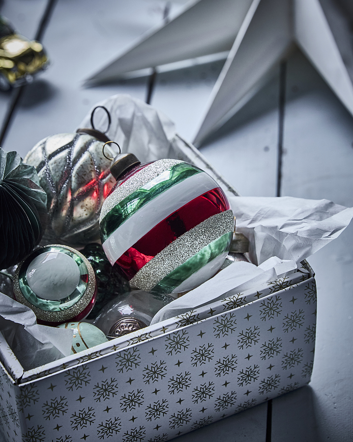 Bolas de Navidad grandes a rayas HDHapp, multicolores, 4 unidades