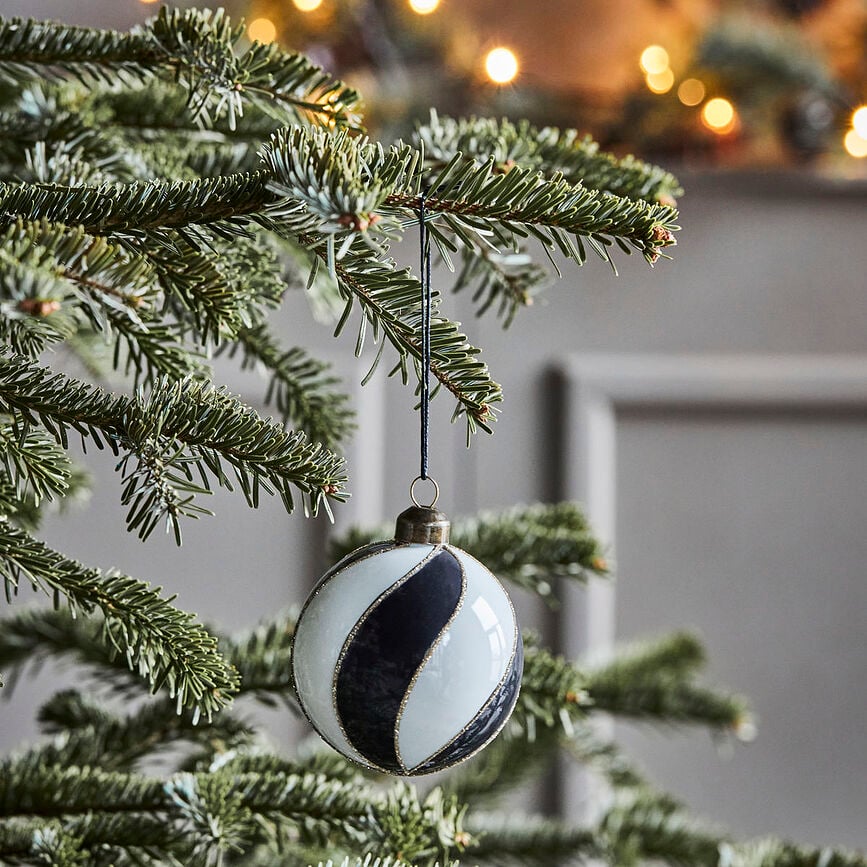 Bolas de Navidad Coil, blancas y negras, Pack de 4 unidades