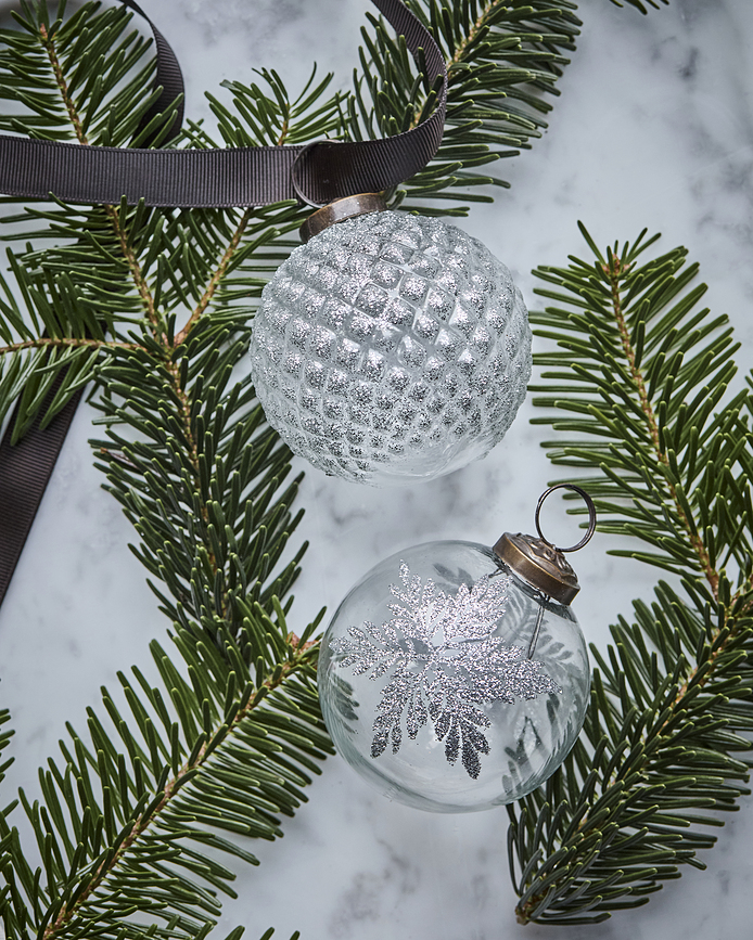 Bolas de Navidad HDSnowi, plateadas, 4 unidades