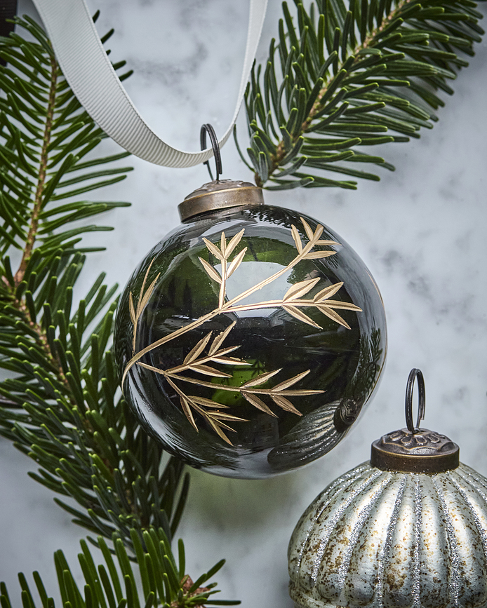 Bolas de Navidad HDLeaf, verde oscuro, 4 unidades