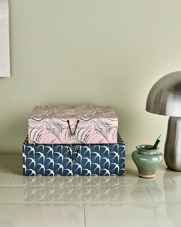 Cajas de almacenamiento HDKeep, rosa y azul marino, 2 unidades