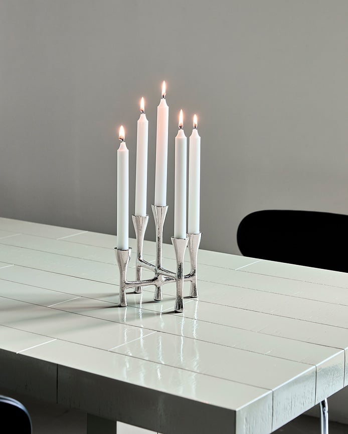 Candelabro de 5 brazos HDTristy, plateado, para velas clásicas