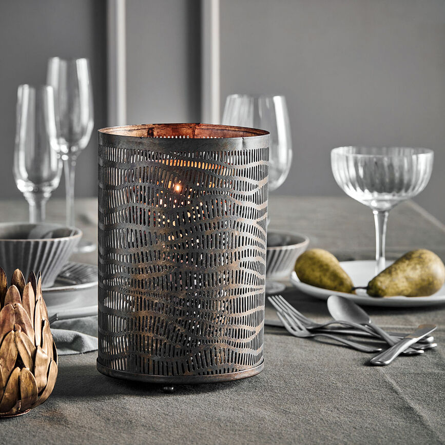 Candelabro Erna, de bronce antiguo, para vela clásica