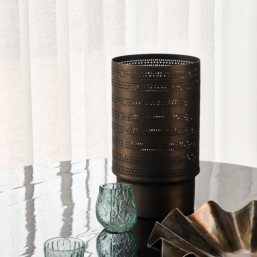 Candelabro Mesu, 34,5 cm, bronce antiguo, para vela clásica