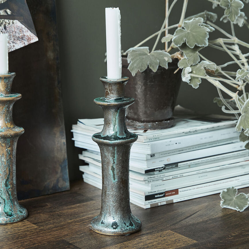 Candelabro para vela clásica Raag, 26 cm, verde