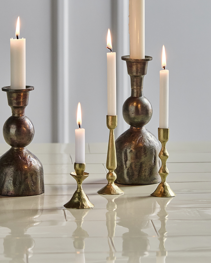 Candelabros de latón antiguo Castle, para velas clásicas, 3 unidades