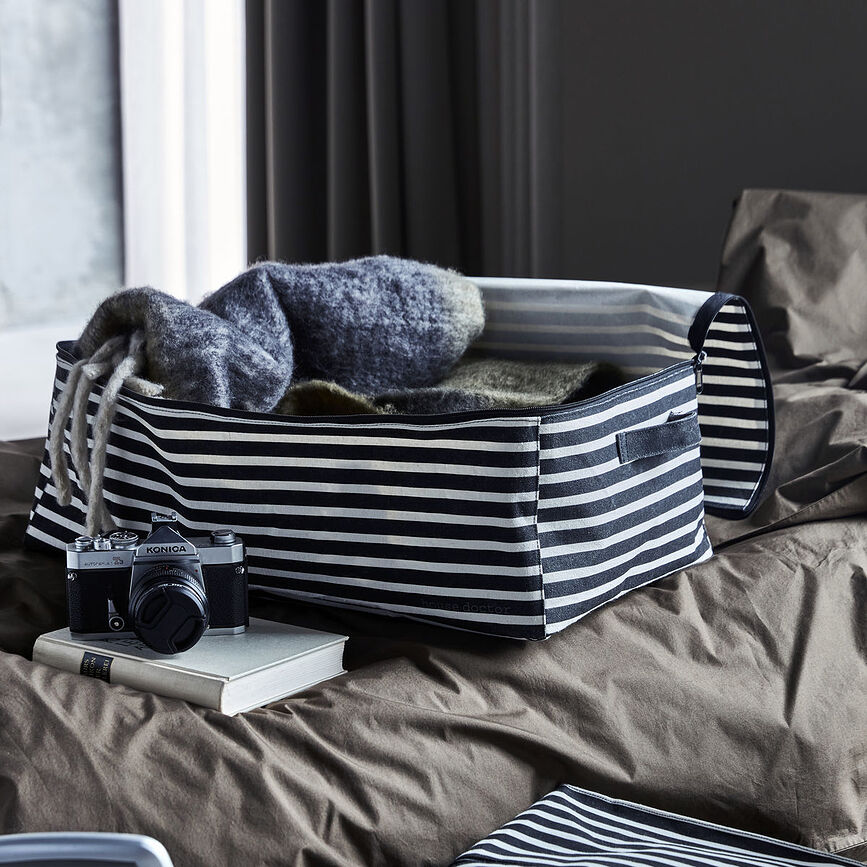 Canva Panier de Rangement, 35 x 54 cm, à rayures, noir et blanc