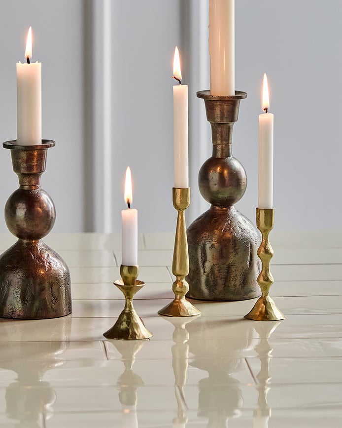 Castle Svijećnjaci za klasične svijeće antikni mjed 3 kom.