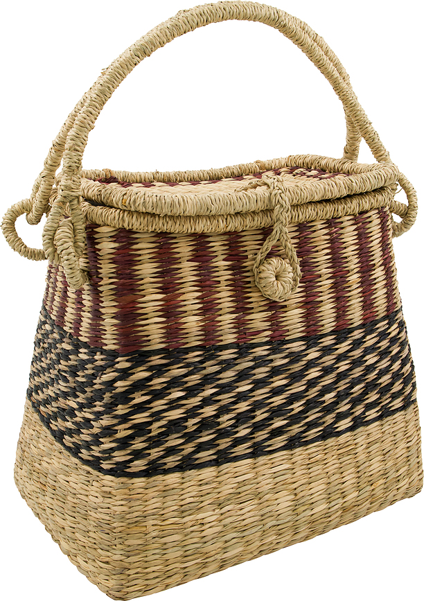 Cesta con asa HDBasked, marrón y beige