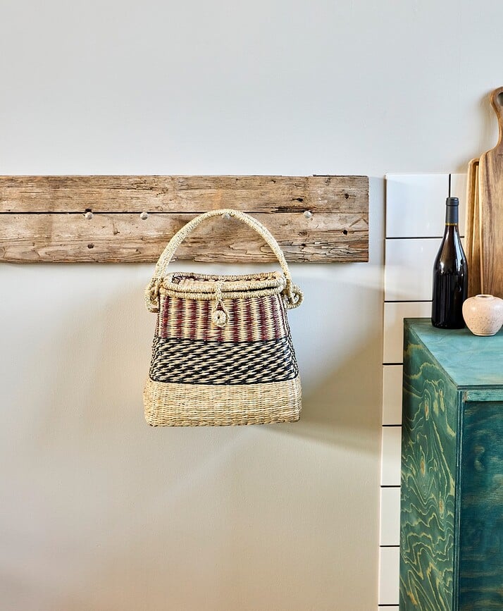 Cesta con asa HDBasked, marrón y beige