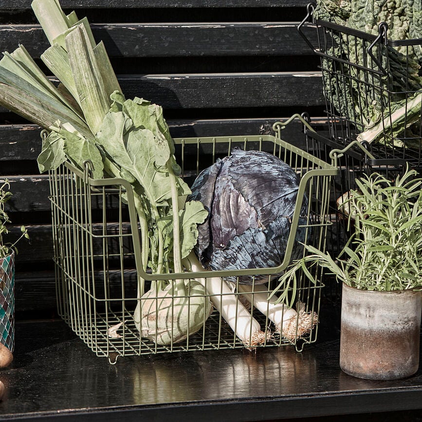 Cesto Taw, 23,5 cm, verde, con asas