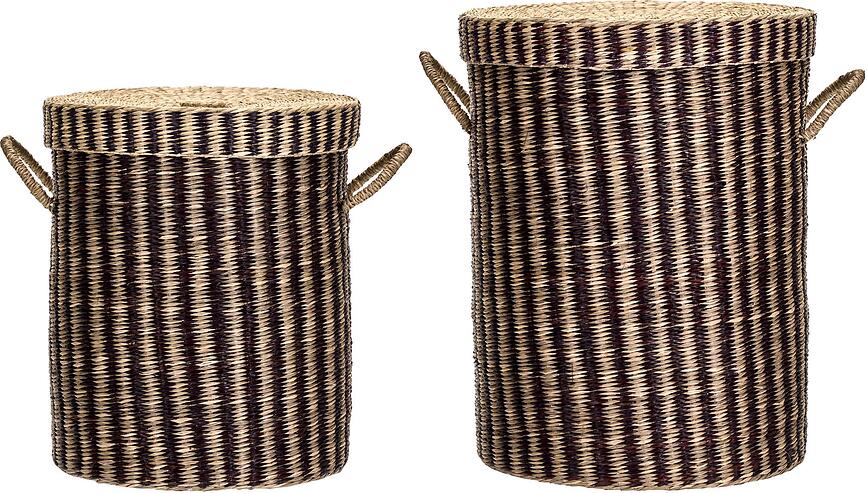 Cestas para la colada House Doctor, de bambú y algodón, Pack de 2 unidades