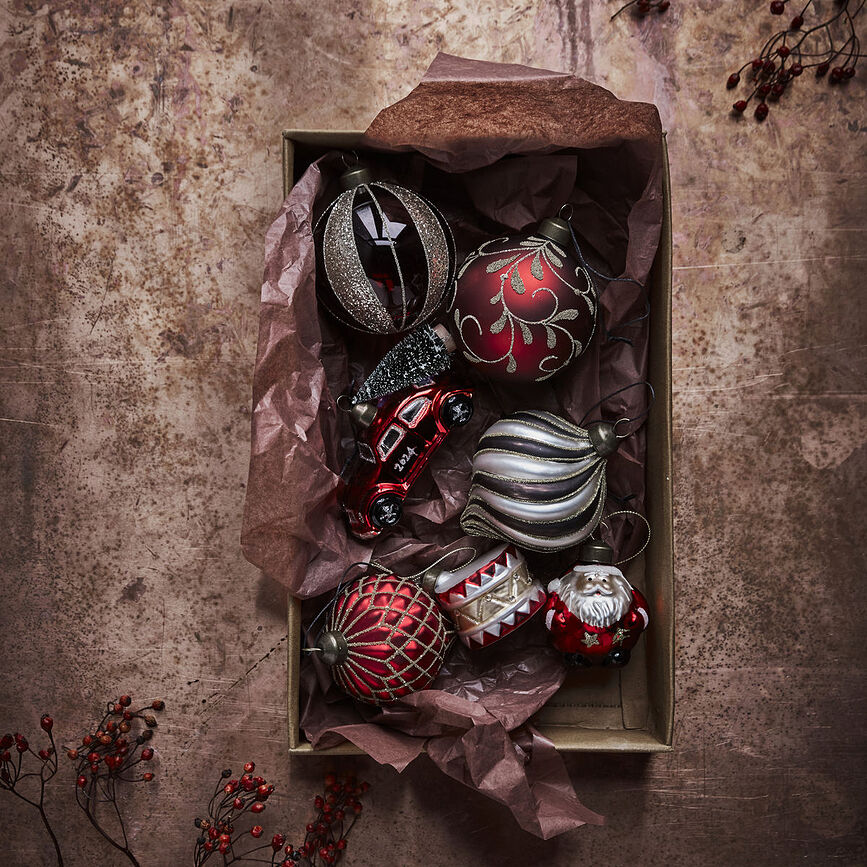 Chan Božični okraski, črno-beli, 4 kosi