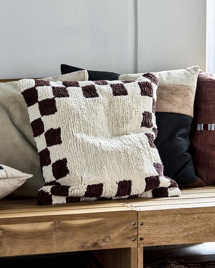 Chess Housse de Coussin décorative, 50 x 50 cm, marron