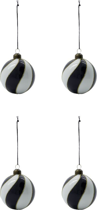 Coil Boules de Noël, noires et blanches, Lot de 4
