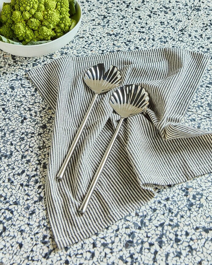 Cucharas para Ensalada HDFan, diseño de conchas, plateadas, 2 unidades