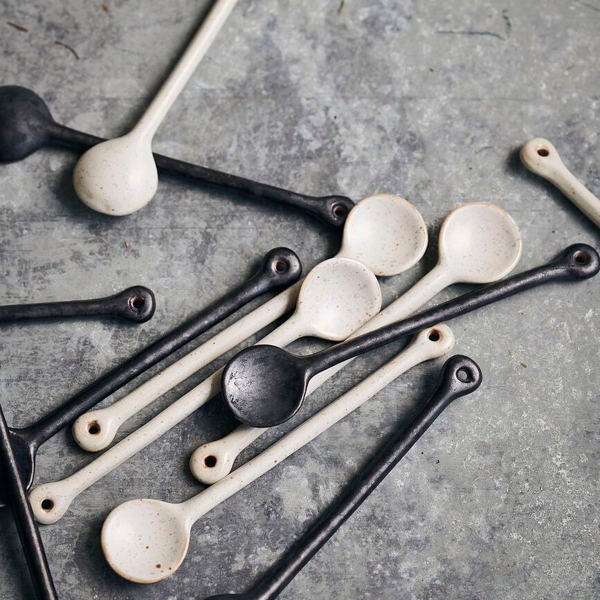 Cucharilla Pion, blanco y gris